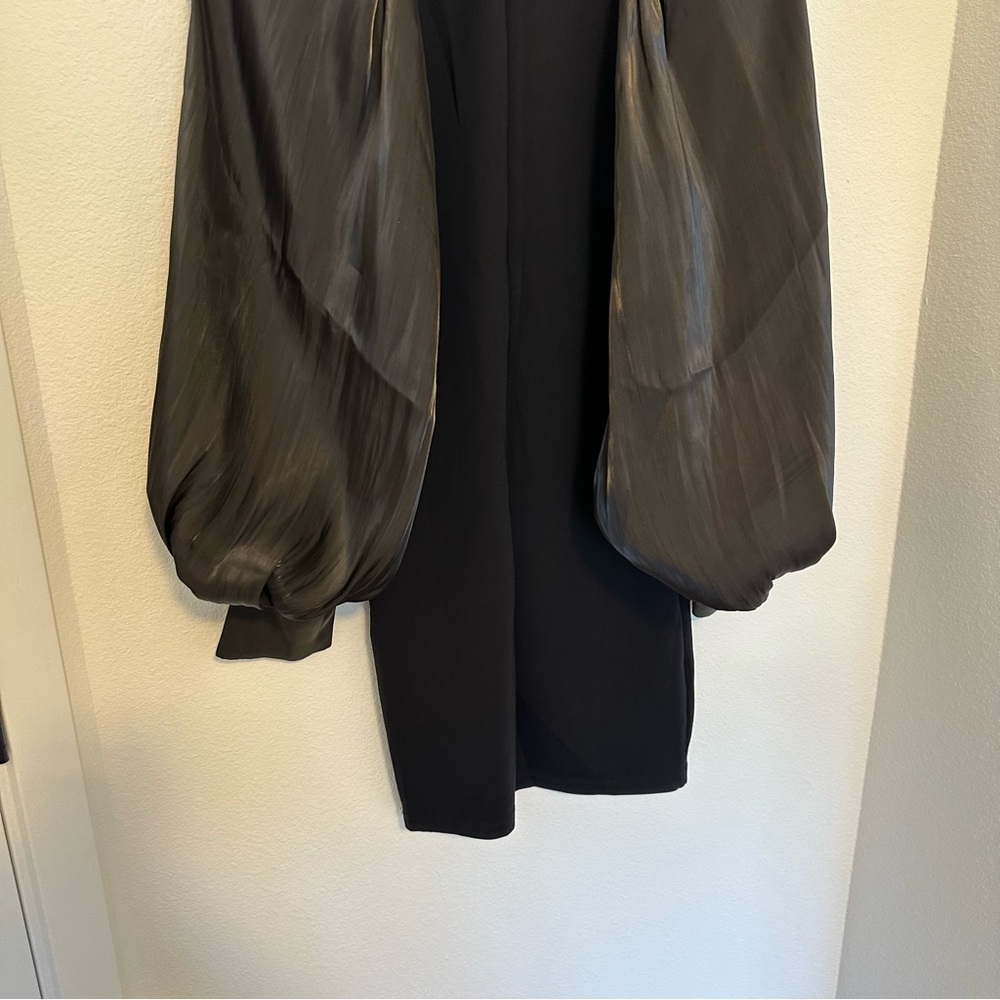 ZARA Oversized Column Balloon Sleeves Combination Dress Black Size S Women’s - Picture 7 of 8